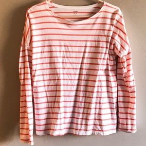 White and Peach Striped Top